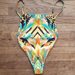 Tropical Leopard Striped Adjust One Piece Swimsuit